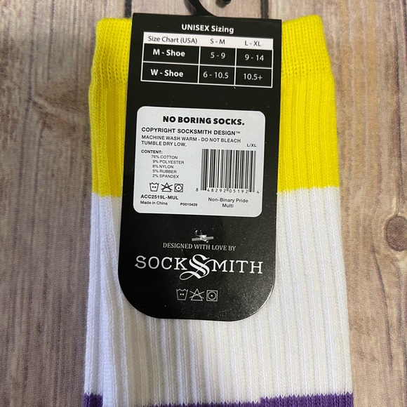 Non-Binary Pride Unisex Crew Socks - Picture 5 of 5